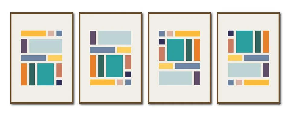 Vector flat poster. Minimalist illustrations with geometric shapes, brushes and Stock Illustration