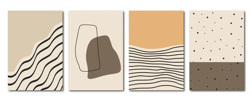 Vector flat poster. Minimalist illustrations with geometric shapes and pastel Stock Illustration