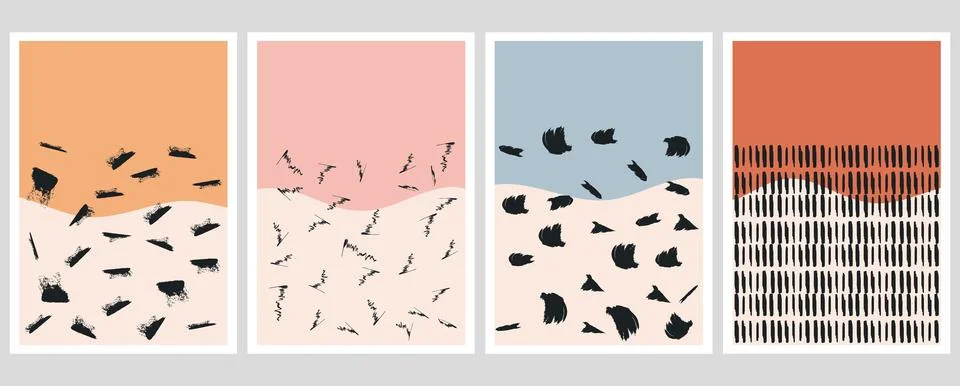 Vector flat poster. Minimalist illustrations with geometric shapes and pastel Illustrazione stock