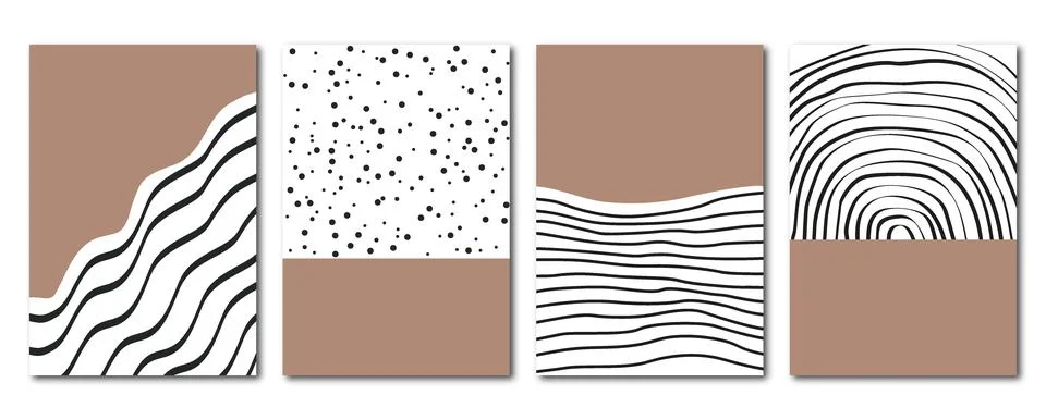 Vector flat poster. Minimalist illustrations with geometric shapes, brushes and Stock Illustration