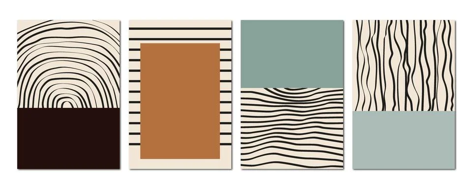 Vector flat poster. Minimalist illustrations with geometric shapes and pastel 스톡 일러스트