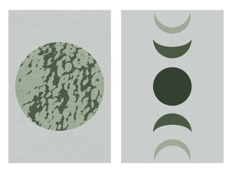 Vector flat posters. Green and dark green colors with a gray background. Su.. Stock Illustration