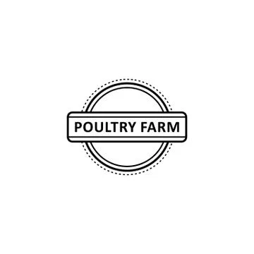 Vector flat poutry farm logo in circle icon Stock Illustration