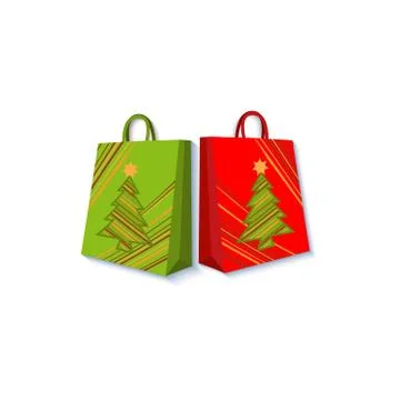 Vector flat present gift paper bag isolated Stock Illustration