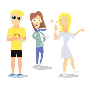 Vector flat profession characters. Human icon. Fashion profession. Friendly a Stock Illustration