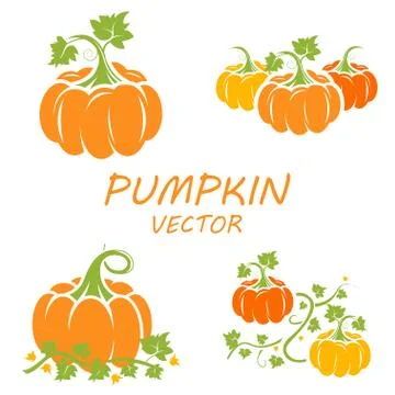 Vector flat pumpkin icons set Stock Illustration