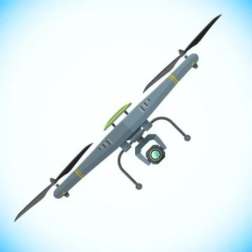 Vector flat quadcopter drone illustration. Stock Illustration