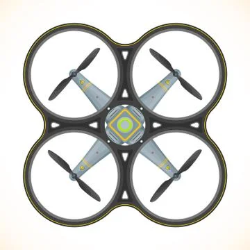 Vector flat quadcopter drone illustration. Stock Illustration