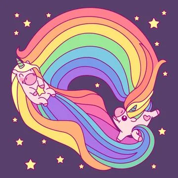 Vector flat rainbow unicorn Stock Illustration