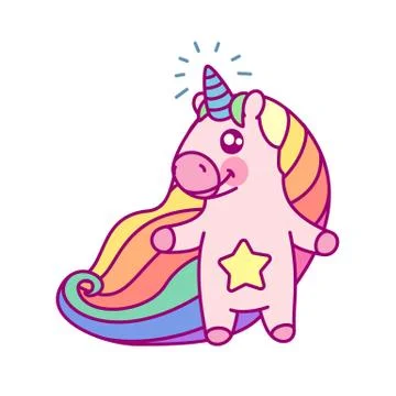 Vector flat rainbow unicorn Stock Illustration