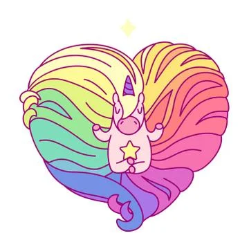 Vector flat rainbow unicorn Stock Illustration