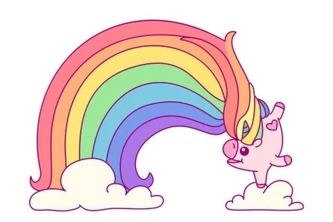 Vector flat rainbow unicorn Stock Illustration