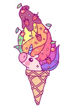 Vector flat rainbow unicorn Stock Illustration