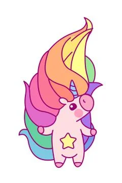 Vector flat rainbow unicorn Stock Illustration