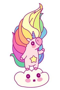 Vector flat rainbow unicorn Stock Illustration