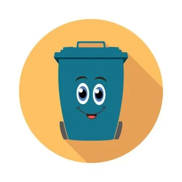 Vector flat recycling wheelie bin cartoon icon Stock Illustration