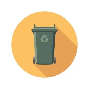 Vector flat recycling wheelie bin icon Stock Illustration