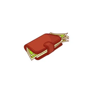 Vector flat red wallet purse dollar money banknote Stock Illustration