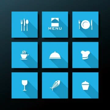 Vector flat restaurant icon set Stock Illustration