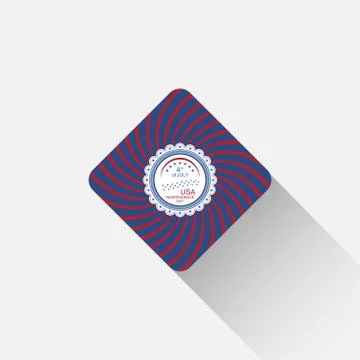 Vector flat rhombus icon of Independence Day with curved rays and round label Stock Illustration