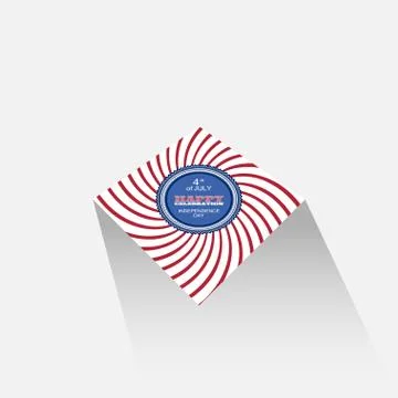 Vector flat rhombus web element of Happy Independence Day with curved red ray Stock Illustration