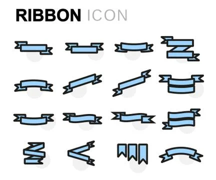 Vector flat ribbon icons set Stock Illustration