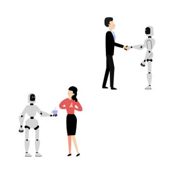 Vector flat robot assistant set Stock-Illustration