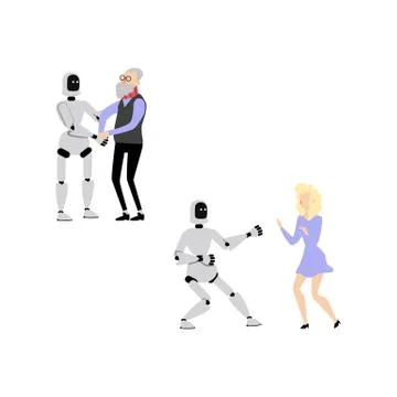 Vector flat robot assistant set Stock Illustration