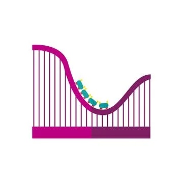 Vector flat roller coaster icon Stock Illustration