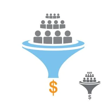 Vector Flat sales funnel icon isolated on white Illustrazione stock