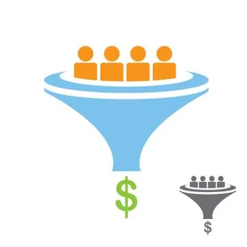 Vector Flat sales funnel icon isolated on white Illustrazione stock