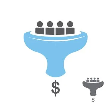 Vector Flat sales funnel icon isolated on white Stock Illustration