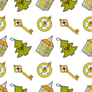 Vector flat seamless pattern New Year Christmas Stock Illustration