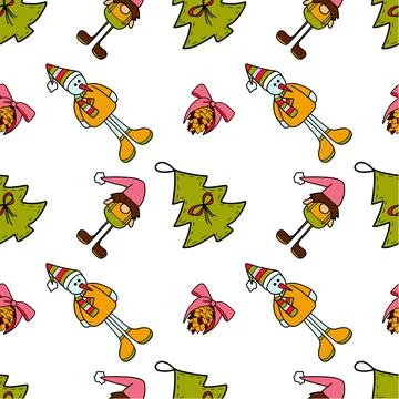 Vector flat seamless pattern New Year Christmas Stock Illustration