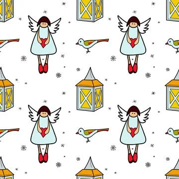 Vector flat seamless pattern New Year Christmas Stock Illustration