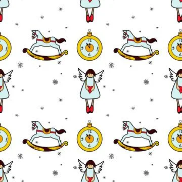 Vector flat seamless pattern New Year Christmas Stockillustratie