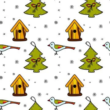 Vector flat seamless pattern New Year Christmas Stock Illustration