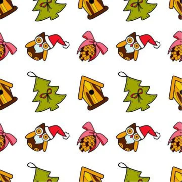 Vector flat seamless pattern New Year Christmas Stock Illustration