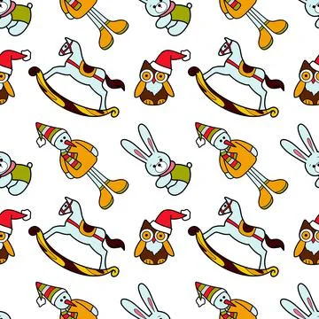 Vector flat seamless pattern New Year Christmas Stock Illustration