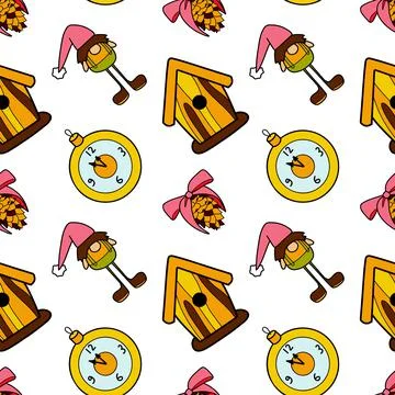 Vector flat seamless pattern New Year Christmas Stock Illustration