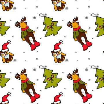 Vector flat seamless pattern New Year, Christmas Stock Illustration