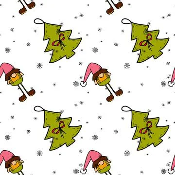 Vector flat seamless pattern New Year Christmas Stock Illustration