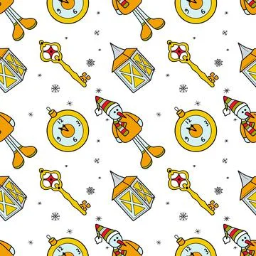 Vector flat seamless pattern New Year Christmas Stock Illustration
