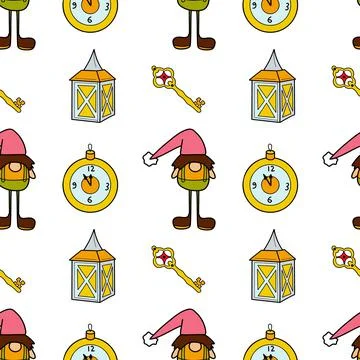 Vector flat seamless pattern New Year Christmas Stock Illustration