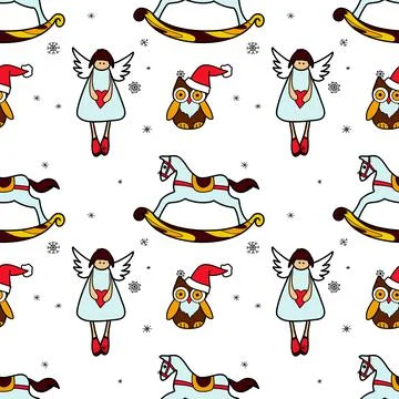 Vector flat seamless pattern New Year Christmas Stock Illustration