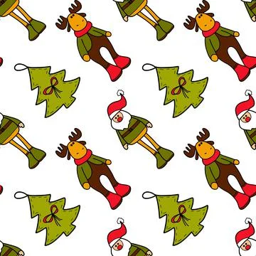 Vector flat seamless pattern New Year Christmas Stock Illustration