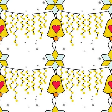 Vector flat seamless pattern New Year s, Christmas decorations Stock Illustration