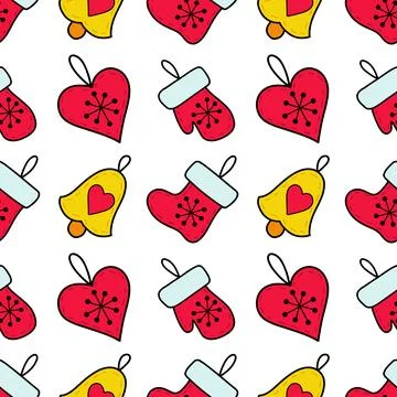 Vector flat seamless pattern New Year s, Christmas decorations Stock Illustration
