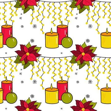 Vector flat seamless pattern New Year s, Christmas decorations Stock Illustration
