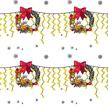 Vector flat seamless pattern New Year s, Christmas decorations Stock Illustration